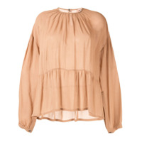 Nº21 Blusa com peplum e bainha assimétrica - Marrom