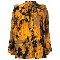 Nº21 Blusa floral com detalhe de babados - Laranja