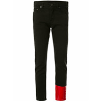 Nº21 Calça jeans com barra contrastante - Preto