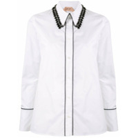 Nº21 Camisa com aplicação de contas no colarinho - Branco