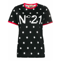 Nº21 Camiseta com estampa de logo e estrela - Preto