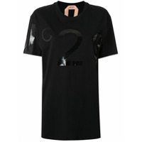 Nº21 Camiseta oversized com logo espelhado - Preto