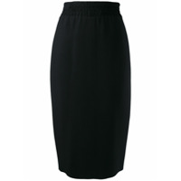 Nº21 Saia de tricô com listra lateral - Preto