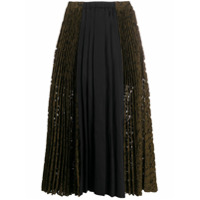 Nº21 Saia midi com pregas e recortes de renda - Verde