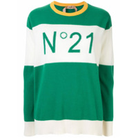 Nº21 Suéter com recortes contrastantes e logo - Verde