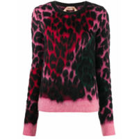 Nº21 Suéter decote careca com estampa de leopardo - Preto