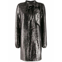 Nº21 Vestido com laço na gola e paetês - Preto