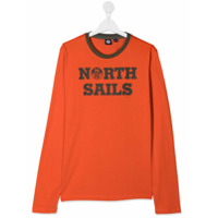 North Sails Kids Camiseta mangas longas com estampa de logo - Laranja