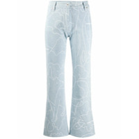 Off-White Calça jeans cropped com estampa gráfica - Azul