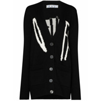 Off-White Cardigan com logo de grafite - Preto