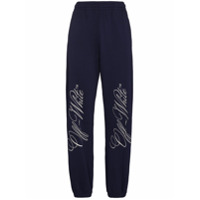 Off-White italic logo slim trackpants - Azul