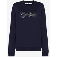 Off-White logo-embroidered cotton sweatshirt - Azul