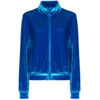 Off-White logo-embroidered velour track jacket - Azul