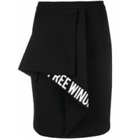 Off-White Saia com estampa de slogan e babados - Preto