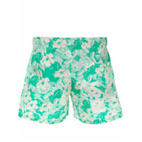 Off-White Short de natação com estampa floral - Verde