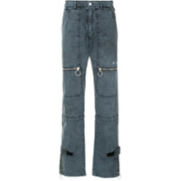 Off-White zip-detail straight-leg trousers - Azul