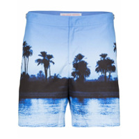 Orlebar Brown Short de natação com estampa de palmeiras - Azul