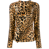 Paco Rabanne Camiseta com estampa de leopardo e franzido - Marrom