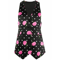 Paco Rabanne Colete de alfaiataria com estampa floral - Preto