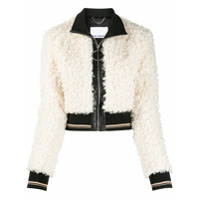 Paco Rabanne faux-fur zipped jacket - Branco