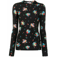 Paco Rabanne floral-print fitted top - Preto
