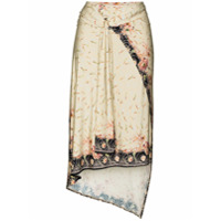 Paco Rabanne floral-print wraparound skirt - Neutro