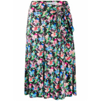 Paco Rabanne Saia midi com estampa floral - Preto