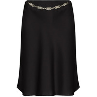 Paco Rabanne Saia midi de cetim com detalhe de corrente - Preto
