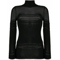 Paco Rabanne sheer panel fitted jumper - Preto