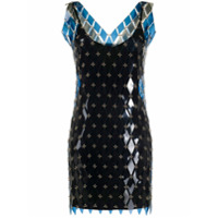 Paco Rabanne Vestido com padronagem de losangos - Azul