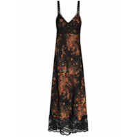 Paco Rabanne Vestido gola V com estampa floral - Preto