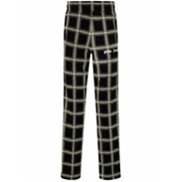 Palm Angels Calça esportiva xadrez com estampa de logo - Preto