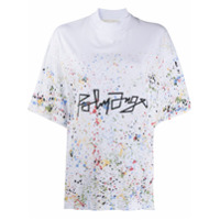 Palm Angels Camiseta com respingos de tinta e logo - Branco