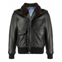 Palm Angels Jaqueta de couro com estampa de logo - Preto