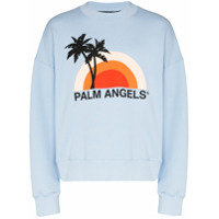 Palm Angels Moletom de algodão com estampa pôr do sol - Azul