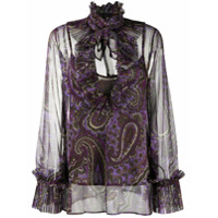 P.A.R.O.S.H. Blusa com estampa paisley e babados - Roxo