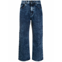 P.A.R.O.S.H. Calça jeans cropped com lavagem estonada - Azul