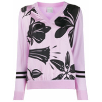 Paul Smith Suéter gola V com estampa floral - Roxo