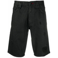 Philipp Plein Bermuda jeans com aplicação - Preto