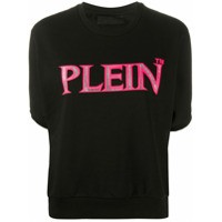 Philipp Plein Blusa de tricô com estampa de logo - Preto