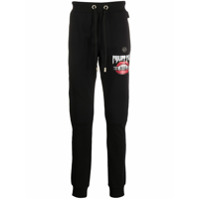 Philipp Plein Calça esportiva de algodão com estampa de logo - Preto