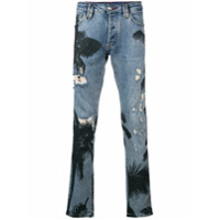 Philipp Plein Calça jeans com estampa - Azul