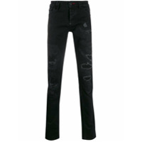 Philipp Plein Calça jeans reta com efeito destroyed - Preto