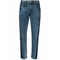 Philipp Plein Calça jeans reta com recortes - Azul