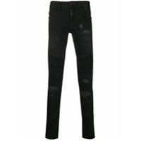 Philipp Plein Calça jeans slim com efeito destroyed - Preto