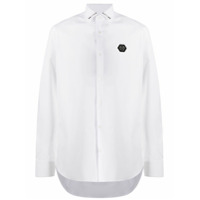 Philipp Plein Camisa com logo e tachas no colarinho - Branco