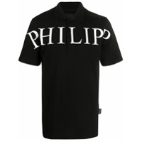 Philipp Plein Camisa polo com estampa de logo - Preto