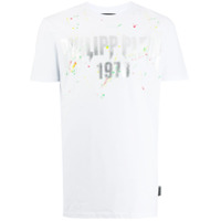 Philipp Plein Camiseta com respingos de tinta e logo - Branco