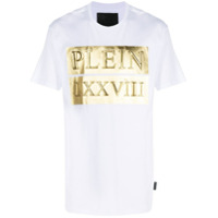 Philipp Plein Camiseta gola redonda com logo dourado - Branco