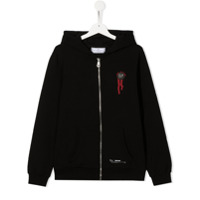 Philipp Plein Junior Moletom com capuz, zíper e logo - Preto